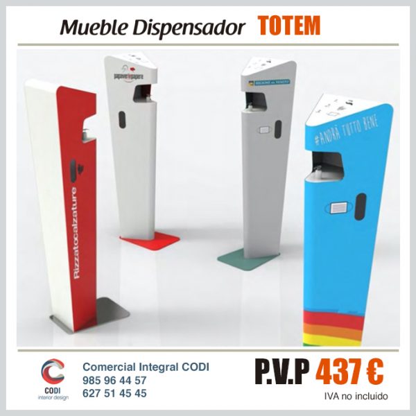 Mueble Dispensador TOTEM protección Covid-19